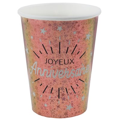 Gobelet Anniversaire Etincelant Rose Ø 7.8 x 9.7 cm / 27cl S Gobelet Anniversaire Etincelant Rose Ø 7.8 x 9.7 cm / 27cl S