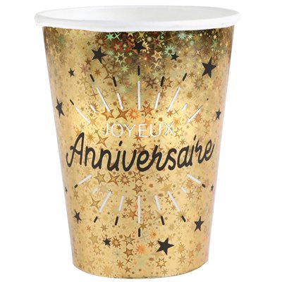 Gobelet Anniversaire Etincelant Or Ø 7.8 x 9.7 cm / 27cl Sac Gobelet Anniversaire Etincelant Or Ø 7.8 x 9.7 cm / 27cl Sac