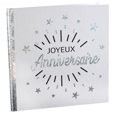Livre d'or Anniversaire Etincelant Argent 24 x 24 cm Sachet Livre d'or Anniversaire Etincelant Argent 24 x 24 cm Sachet
