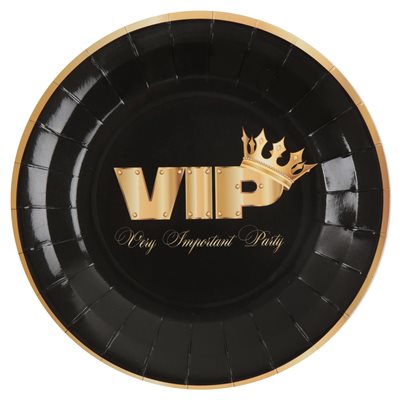 Assiette VIP couronné Noir Ø 22.5 cm Sachet de 10 pièces Assiette VIP couronné Noir Ø 22.5 cm Sachet de 10 pièces