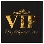 Serviette VIP couronné Noir 16.5 x 16.5 cm Sachet de 10 pièc