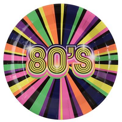 Assiette 80's Multicolore Ø 22.5 cm Sachet de 10 pièces Assiette 80's Multicolore Ø 22.5 cm Sachet de 10 pièces