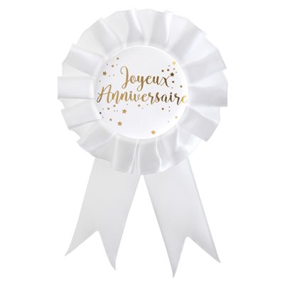 Cocarde Joyeux Anniversaire métal Or Ø 8 x 15 cm Sachet d'1 Cocarde Joyeux Anniversaire métal Or Ø 8 x 15 cm Sachet d'1