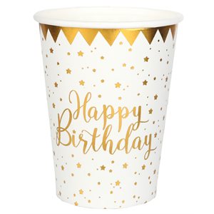 Gobelet Happy Birthday Blanc Ø 7.8 x 9.7 cm / 27cl Sachet de