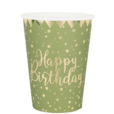 Gobelet Happy Birthday Sauge 7.8 x 9.7 cm 27cl Sachet de 10 Gobelet Happy Birthday Sauge 7.8 x 9.7 cm 27cl Sachet de 10