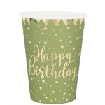 Gobelet Happy Birthday Sauge 7.8 x 9.7 cm 27cl Sachet de 10