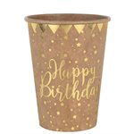 Gobelet Happy Birthday Kraft 7.8 x 9.7 cm 27cl Sachet de 10