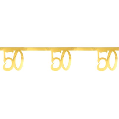 Banderole des âges métal or 50 ans 20 x 18 cm / 250 cm Sache Banderole des âges métal or 50 ans 20 x 18 cm / 250 cm Sache