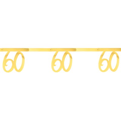 Banderole des âges métal or 60 ans 20 x 18 cm / 250 cm Sache Banderole des âges métal or 60 ans 20 x 18 cm / 250 cm Sache