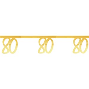 Banderole des âges métal or 80 ans 20 x 18 cm / 250 cm Sache