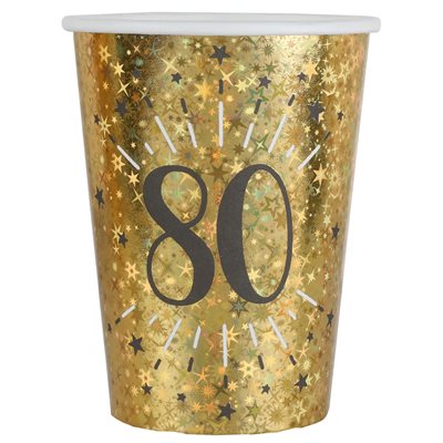 Gobelet Âge étincelant or 80 ans Ø 7.8 x 9.7 cm / 27cl Sache Gobelet Âge étincelant or 80 ans Ø 7.8 x 9.7 cm / 27cl Sache