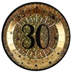 Assiette Âge étincelant or 30 ans Ø 22.5 cm Sachet de 10 piè