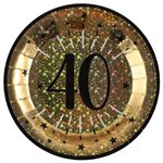 Assiette Âge étincelant or 40 ans Ø 22.5 cm Sachet de 10 piè