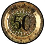 Assiette Âge étincelant or 50 ans Ø 22.5 cm Sachet de 10 piè