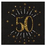 Serviette Âge étincelant or 50 ans 16.5 x 16.5 cm Sachet de