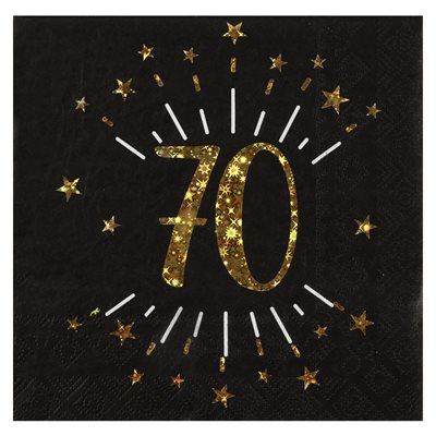 Serviette Âge étincelant or 70 ans 16.5 x 16.5 cm Sachet de Serviette Âge étincelant or 70 ans 16.5 x 16.5 cm Sachet de