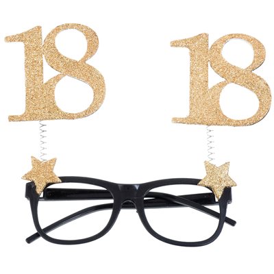Lunettes Âge pailletées or 18 ans 15 x 16 cm Sachet d'1 pièc Lunettes Âge pailletées or 18 ans 15 x 16 cm Sachet d'1 pièc