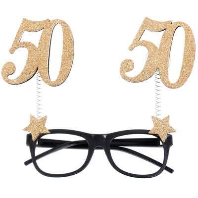 Lunettes Âge pailletées or 50 ans 15 x 16 cm Sachet d'1 pièc Lunettes Âge pailletées or 50 ans 15 x 16 cm Sachet d'1 pièc