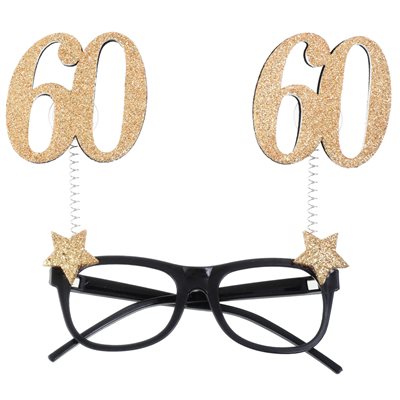 Lunettes Âge pailletées or 60 ans 15 x 16 cm Sachet d'1 pièc Lunettes Âge pailletées or 60 ans 15 x 16 cm Sachet d'1 pièc