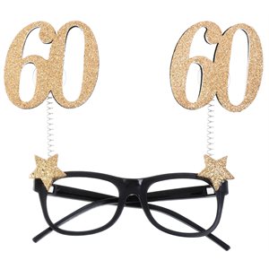 Lunettes Âge pailletées or 60 ans 15 x 16 cm Sachet d'1 pièc