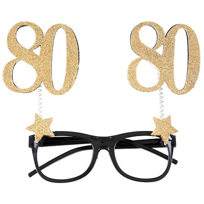 Lunettes Âge pailletées or 80 ans 15 x 16 cm Sachet d'1 pièc Lunettes Âge pailletées or 80 ans 15 x 16 cm Sachet d'1 pièc