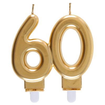 Bougie Âges or 60 ans 7.5 x 9 cm La pièce Bougie Âges or 60 ans 7.5 x 9 cm La pièce