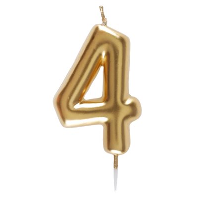 Bougie chiffre or N°4 La pièce 4 x 9 cm Bougie chiffre or N°4 La pièce 4 x 9 cm