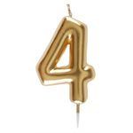 Bougie chiffre or N°4 La pièce 4 x 9 cm