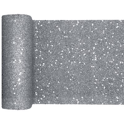 Chemin de table paillettes Argent 18 cm Rouleau de 5 mètres Chemin de table paillettes Argent 18 cm Rouleau de 5 mètres