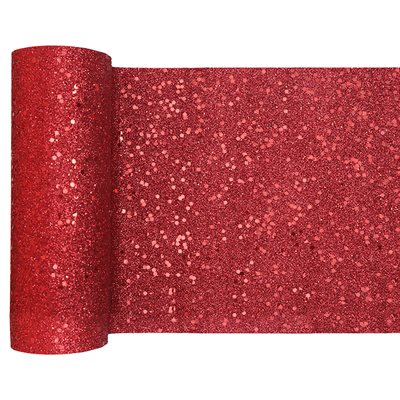 Chemin de table paillettes Rouge 18 cm Rouleau de 5 mètres Chemin de table paillettes Rouge 18 cm Rouleau de 5 mètres
