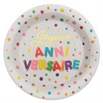 Assiette Anniversaire ballon Multicolore Ø 22.5 cm Sachet de