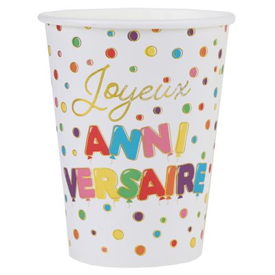 Gobelet Anniversaire ballon Multicolore Ø 7.8 x 9.7 cm / 27c Gobelet Anniversaire ballon Multicolore Ø 7.8 x 9.7 cm / 27c