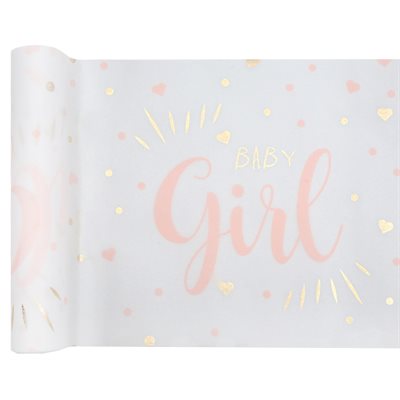 Chemin de table Baby shower métal Rose 28 cm Rouleau de 3 mè Chemin de table Baby shower métal Rose 28 cm Rouleau de 3 mè