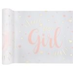 Chemin de table Baby shower métal Rose 28 cm Rouleau de 3 mè