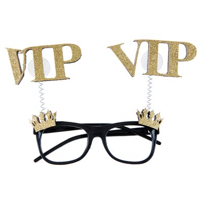 Lunettes VIP couronné pailletées Or 20.5 x 13 cm Sachet d'1 Lunettes VIP couronné pailletées Or 20.5 x 13 cm Sachet d'1