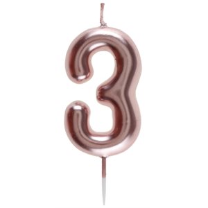 Bougie chiffre rose gold N°3 4 x 9 cm La pièce