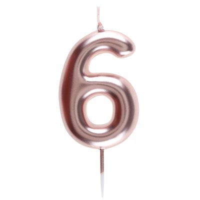 Bougie chiffre rose gold N°6 4 x 9 cm La pièce Bougie chiffre rose gold N°6 4 x 9 cm La pièce