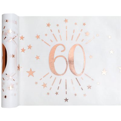 Chemin de table Âge étincelant métal rose gold 60 ans 30 cm Chemin de table Âge étincelant métal rose gold 60 ans 30 cm