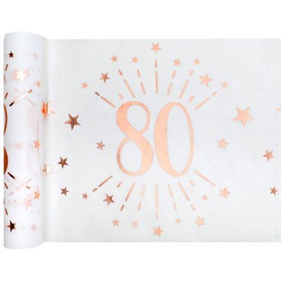 Chemin de table Âge étincelant métal rose gold 80 ans 30 cm