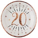 Assiette Âge étincelant rose gold 20 ans Ø 22.5 cm Sachet de