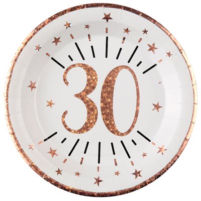 Assiette Âge étincelant rose gold 30 ans Ø 22.5 cm Sachet de Assiette Âge étincelant rose gold 30 ans Ø 22.5 cm Sachet de
