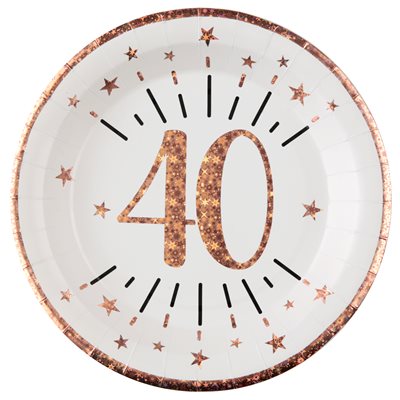 Assiette Âge étincelant rose gold 40 ans Ø 22.5 cm Sachet de Assiette Âge étincelant rose gold 40 ans Ø 22.5 cm Sachet de