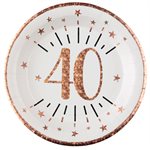 Assiette Âge étincelant rose gold 40 ans Ø 22.5 cm Sachet de