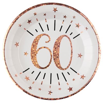 Assiette Âge étincelant rose gold 60 ans Ø 22.5 cm Sachet de Assiette Âge étincelant rose gold 60 ans Ø 22.5 cm Sachet de