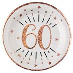 Assiette Âge étincelant rose gold 60 ans Ø 22.5 cm Sachet de