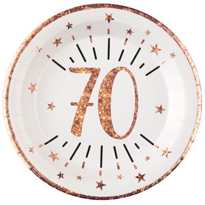Assiette Âge étincelant rose gold 70 ans Ø 22.5 cm Sachet de Assiette Âge étincelant rose gold 70 ans Ø 22.5 cm Sachet de