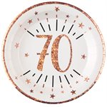 Assiette Âge étincelant rose gold 70 ans Ø 22.5 cm Sachet de