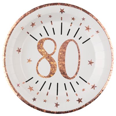 Assiette Âge étincelant rose gold 80 ans Ø 22.5 cm Sachet de Assiette Âge étincelant rose gold 80 ans Ø 22.5 cm Sachet de