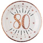 Assiette Âge étincelant rose gold 80 ans Ø 22.5 cm Sachet de