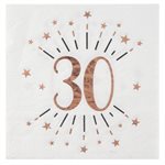 Serviette Âge étincelant rose gold 30 ans 16.5 x 16.5 cm Sac